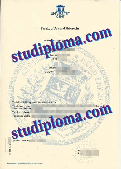 fake University of Ghent degree certificate