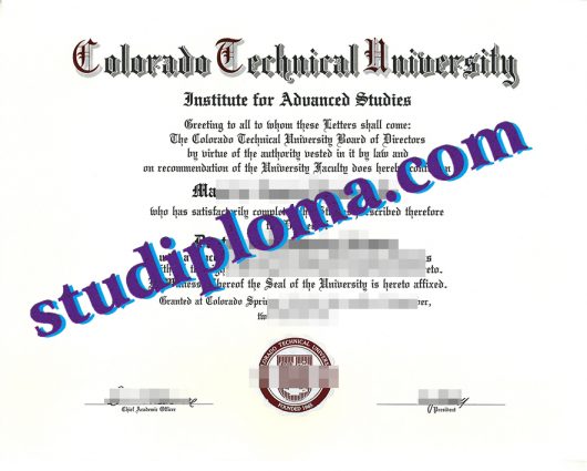 Colorado Technical University degree certificate