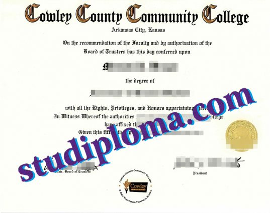 buy Cowley County Community College degree certificate