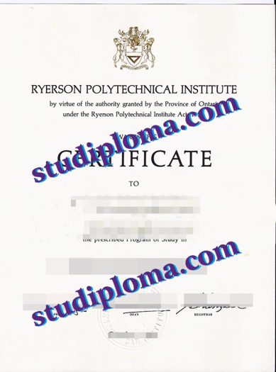 Ryerson Polytechnic Institute degree certificate