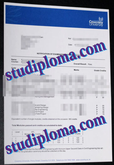 Coventry University fake transcript