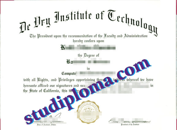 buy fake DeVry Institute of Technology diploma